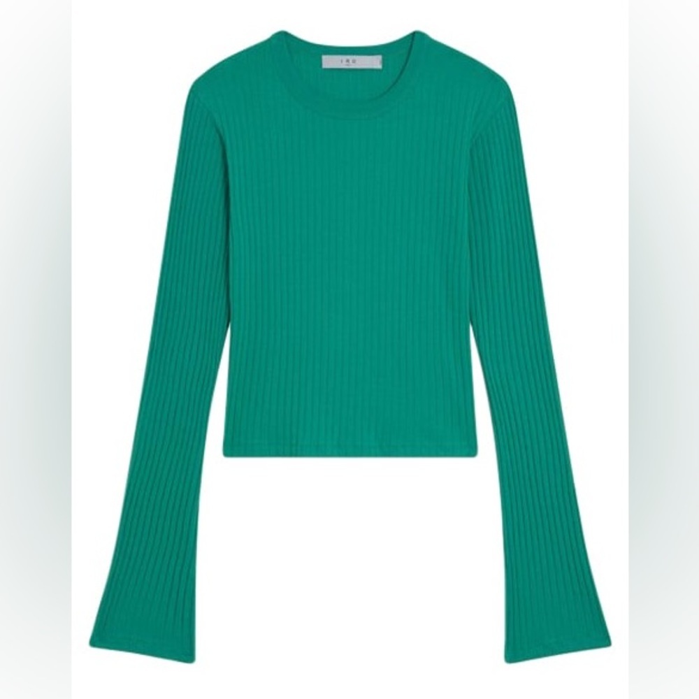 IRO Teal Ribbed Long Sleeve Top